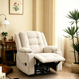 Fauteuil à bascule électrique moderne gris-bleu en tissu pour adultes, avec port de charge USB, fonction de levage et chaleur, grand format - Product Image 2