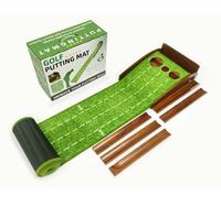 Tapis de putting de golf automatique à 2 trous avec retour de balle et base en bois pour l'entraînement à domicile, au bureau ou dans la cour