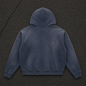 Vintage Acid Washed Distressed <b>Zip</b> <b>Up</b> <b>Hoodie</b> Men <b>Cropped</b> Destroyed Full‑Zip Hooded Jacket - Product Image 2