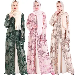 <span class=keywords><strong>Vintage</strong></span> Abaya Set moda perdere donne musulmane vestito esterno con ricamo delicato turchia lungo caftano fabbricazione all'ingrosso - Product Image 1