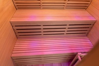 Ruang Sauna Tradisional 3-4 Orang, Kayu Hemlock Finlandia, Dengan Bangku Ganda dan Pemanas Listrik