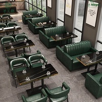 Ensemble de sièges de restaurant en cuir et table en bois pour café, bar, salle à manger, mobilier de bar commercial