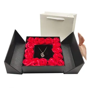 Custom Double Door Foldable Design Fresh Flower Luxury Gift Packaging Box With Ribbon