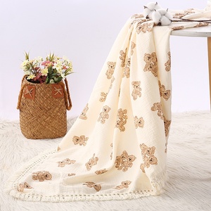 Manta para Bebé Weimowell, Comercio Exterior Transfronterizo, Doble Capa, Crepé, Envoltura de Algodón Puro, Suave, con Borlas, para Cochecito - Product Image 4