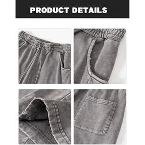 KEEPSHOWING Pantalon de survêtement athlétique délavé à l'acide pour hommes Hip Hop Big Wide Jogger Pantalon en coton Streetwear Sweatshirts à capuche pour hommes - Product Image 3