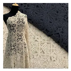 2024 Factory Direct Wholesale High Quality Black Nude Geometric Guipure Cord Lace Fabric Guipure for Women Dress Cloth