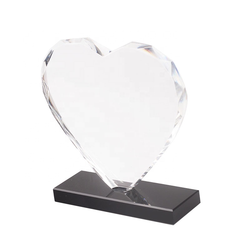 Hartvormige Cristal Plaque Blanco Custom Goedkope Prijs Glas Kristal Award Trofee Voor Souvenir