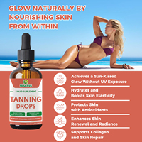 Gotas Bronceadoras para Adultos de Marca Privada, Fórmula DHA, Astaxantina, Licopeno, Vitaminas, Antioxidantes, Suaves para Piel Sensible, Bronceado sin Sol, Oral