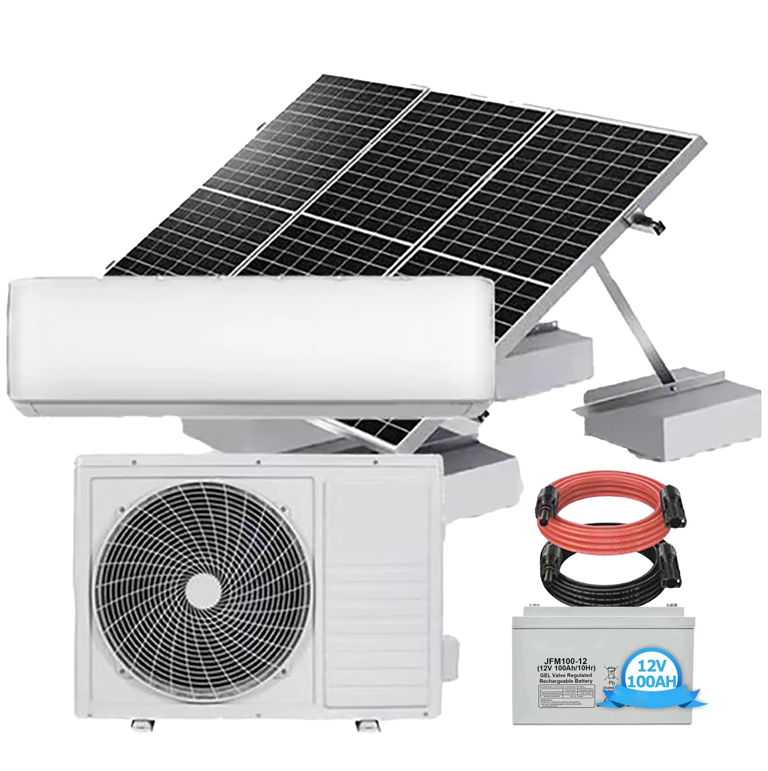 Climatiseur solaire nuova energia solare condizionatore d'aria 7000BTU/0.7HP 48v off grid dc aircon per il commercio domestico settore alberghiero