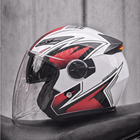 Casque de moto ouvert personnalisé en usine, certifié DOT, avec feux arrière de sécurité à LED, double visière, casque tout-terrain en ABS