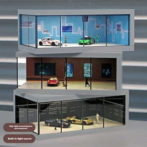 ตู้โชว์โมเดล<span class=keywords><strong>รถ</strong></span>ไดแคสต์ขนาด <span class=keywords><strong>1</strong></span>:<span class=keywords><strong>64</strong></span> <span class=keywords><strong>ฉาก</strong></span>โรงรถ - แท่นโชว์<span class=keywords><strong>โมเดล</strong></span>ที่จอด<span class=keywords><strong>รถ</strong></span>อะคริลิกใสพร้อมไฟ - Product Image 2