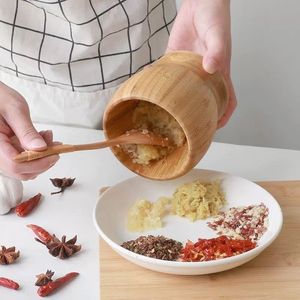 Wooden Garlic Mortar And Pestle Set Manual <b>Herb</b> <b>Grinder</b> For Kitchen Use Durable Hand Wash Only - Product Image 2