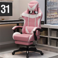 Chaise de jeu d'ordinateur inclinable ergonomique en cuir bleu marine confortable avec fonction de massage