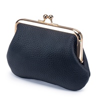 Tas Clutch Fashion Unisex Kulit Asli Penutup Logam Model Pendek Dompet Kecil Kapasitas Besar Dompet Koin Eropa