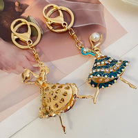 Porte-clés Ballerine Métallique Tendance, Meilleure Vente, avec Strass Brillants et Émail, Breloque Danseuse de Ballet, Anneau pour Clés de Voiture, Cadeau en Gros