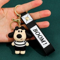 Porte-clés en silicone personnalisé en forme de chien dessin animé, pendentif de sac, figurine décorative pour voiture, unisexe, pour fêtes
