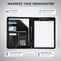 Porte-documents professionnel en cuir PU avec fermeture éclair personnalisable, porte-bloc-notes et porte-stylo