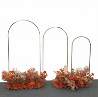 Ensemble d'arches de mariage métalliques détachables (3 pièces), support de toile de fond en U doré, cadre décoratif pour cérémonie de mariage et arrangements floraux
