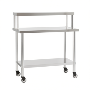 Stainless Steel Kitchen <b>Work</b> <b>Table</b> 43.3x21.7x47.2 With Overshelf 3 Shelves Carts For Kitchen Use - Product Image 1