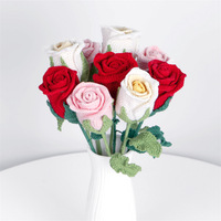 Bouquet de roses au crochet fait main en gros pour la Saint-Valentin, la fête des Mères, Thanksgiving - Fleurs artificielles de style classique réutilisables