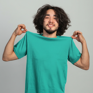 Camiseta Casual de Manga Corta para Hombre, Color Negro Sólido, Cuello Redondo, Corte Regular, 100% Algodón Jersey, Diseño Liso Teñido - Product Image 1
