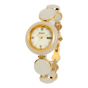 นาฬิกาข้อมือผู้หญิงหยกเฮเทียนสไตล์เรโทรลำลองสีเขียวขาววินเทจ - Product Image 2