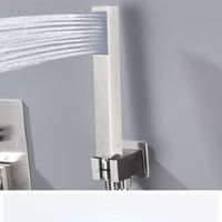 Ensemble de douche encastré en laiton avec mitigeur chaud/froid, finition chromée, pour hôtels, avec jets de massage et fonction pause
