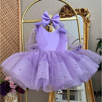 Robe tutu une pièce pour filles avec nœud orné de perles, idéale pour mariage, anniversaire, occasions spéciales et accessoires assortis