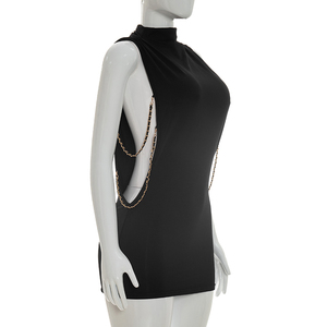 วิวิบลุค J26DS135 ชุดเดรสฤดูร้อนผู้หญิงเซ็กซี่แขนกุดโซ่แขวนแบบกลวงปาร์ตี้ชุดมินิลำลอง - Product Image 3