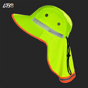 Cappelli da lavoro notturni HBC con protezione per il collo UPF50+, cappelli da pesca traspiranti, cappelli a secchiello ad alta visibilità con elementi riflettenti di sicurezza - Product Image 1