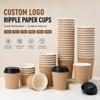 Gobelet à café en papier ondulé biodégradable imprimé avec logo personnalisé, gobelet jetable pour boissons chaudes, emballage pour boissons à emporter