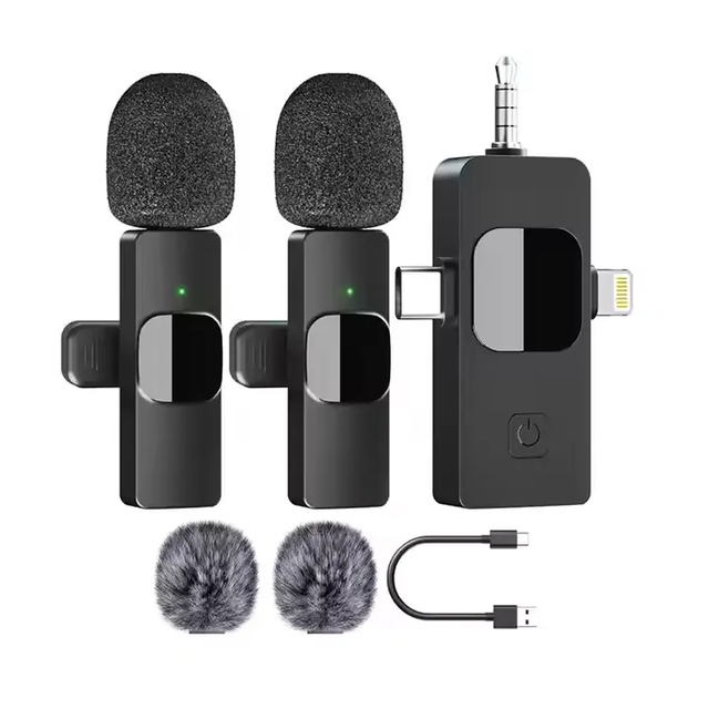 Mini Mic Noise Reduction K15 Wireless Lavalier Recording Lapel Microphone Podcast 3 in 1 Microphone Communication 20 Hz-20 Khz