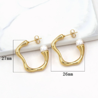 Boucles d'oreilles en acier inoxydable, perles irrégulières en forme de U, boucles d'oreilles féériques pour femmes, accessoires plaqués or, bijoux tendance