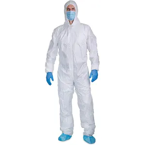 SJ OEM Protetora Global Terno PP Material Microporosa Coverall EN14126 Segurança Proteção Coverall Descartável