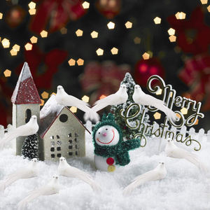 Plume artificielle <span class=keywords><strong>colombe</strong></span> <span class=keywords><strong>oiseau</strong></span> Clip sur arbre DIY plante bonsaï ornements - Product Image 3