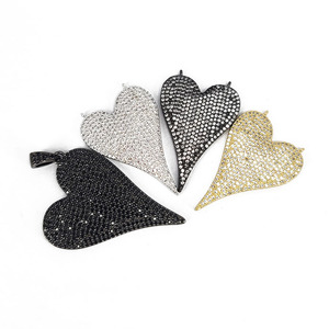 CZ8505ใหญ่18K ทอง CZ ไมโครปูเครื่องประดับ Supplies18k ทอง CZ ปูจัมโบ้ยาวเฉียงรักจี้เสน่ห์หัวใจ - Product Image 2