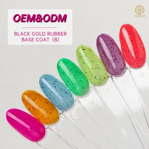 OEM 2023 Summer Trendy Neon Colours 15ml Vegan Enamel Nail Polish Black Color Eggshell Foil Flakes Rubber Exotic Base Coat Gel