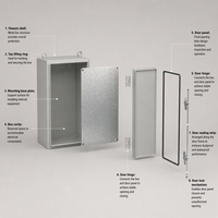 Boîtier de distribution mural IP54 en acier, avec poignée verrouillable, revêtement poudré, armoire électrique OEM