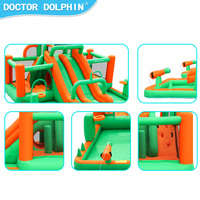 Château gonflable géant Doctor Dolphin avec toboggan et pistolet à eau, prix d'usine personnalisé, tissu Oxford 420D+840D, 5 personnes