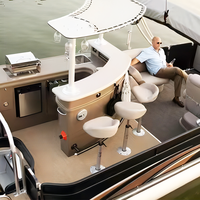 Bateau ponton de luxe 2026 en aluminium avec bar, moteur hors-bord, bateau de pêche sportive, croiseur, construction soudée, bateau ponton haut de gamme