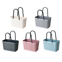 Novo estilo de cesta de mão, bolsa da senhora, cesto de plástico cesta de compras cesta de lavanderia cesta de armazenamento de linho grain Multi-purpose