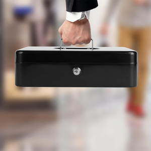 Cash <b>Box</b> with Key <b>Lock</b> and Money Tray - Metal Cash <b>Box</b> for Cash Registers Large Cash <b>Lock</b> <b>Box</b> Metal Cash <b>Box</b> - Product Image 6