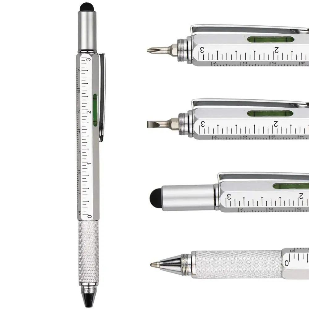 1 में अनोखा उपहार 6 multitool कलम स्टाइलस multifunctional पेचकश शासक स्तर टच ballpoint कलम