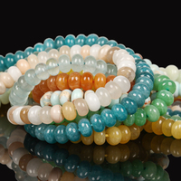 Manik-manik Rondelle Batu Alam Asli AsVrai U Kuning Oranye Jasper Kuarsa Giok Agate 5x8mm untuk Pembuatan Perhiasan, Aksesoris DIY Gelang