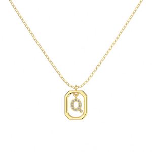 Dylam Rhodium 14K Gold Plated Dainty CZ Alphabet Letter -Q- <b>Necklace</b>, Personalized Name <b>Initial</b> <b>Necklace</b> for Women Female - Product Image 5