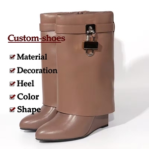 Bottes Shark personnalisées par le fabricant, automne-hiver, bout pointu, bottes à tige longue, talon compensé en métal, bottes d'équitation, grande taille, nouveau style, hauteur - Product Image 6