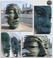 Grande sculpture de jardin en bronze coulé, statue abstraite moderne en métal pour paysage, sculpture 3D extérieure pour parc