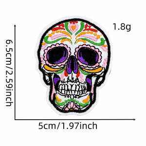 <b>Iron</b> on Mexico Style Embroidered Logo Rose Flower Skull Rose Patch - Product Image 4