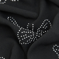 Tissu en Soie Glacée à Strass Thermocollants, 100% Polyester Tissé, 150 GSM, Largeur 150 CM, Matière Moderne pour Robes/Chemisiers