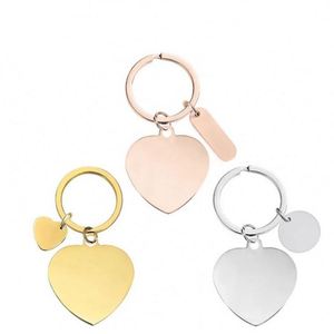 Promotion Heart Metal Key Chain Engrave Logo Personalize Blank Stainless Steel Keychains for DIY <b>Custom</b> Logo Couple Name QR Code - Product Image 2
